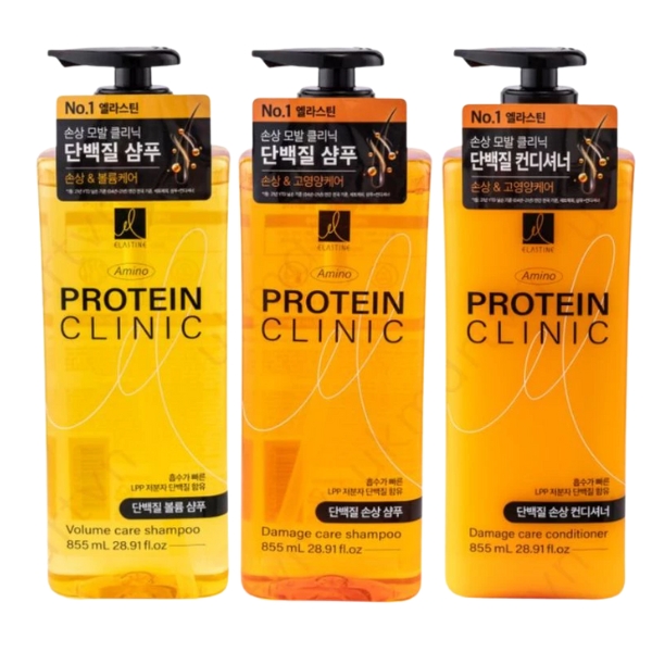 Cặp gội xả ELASTINE Amino Protein Clinic Volumizing (Nuôi dưỡng, Làm phồng tóc), 885ml